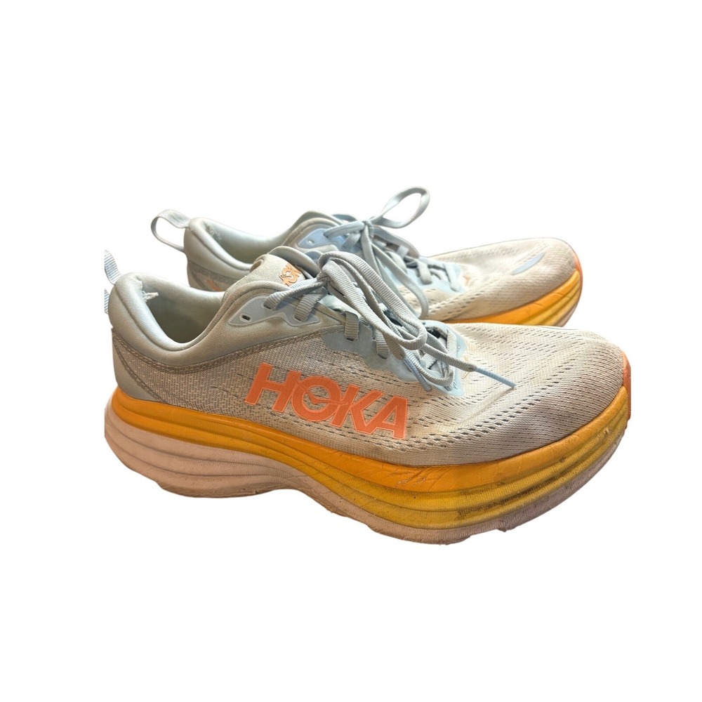 Hoka Bondi 8 Blue Orange Road Running Shoes Sneakers Womens 8
